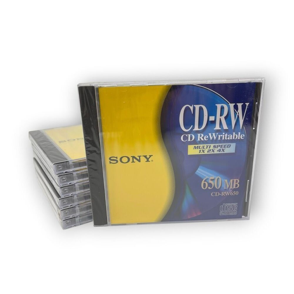 Sony CD-RW 650 MB Rewritable Compact Discs Lot of 7 Sealed Unused